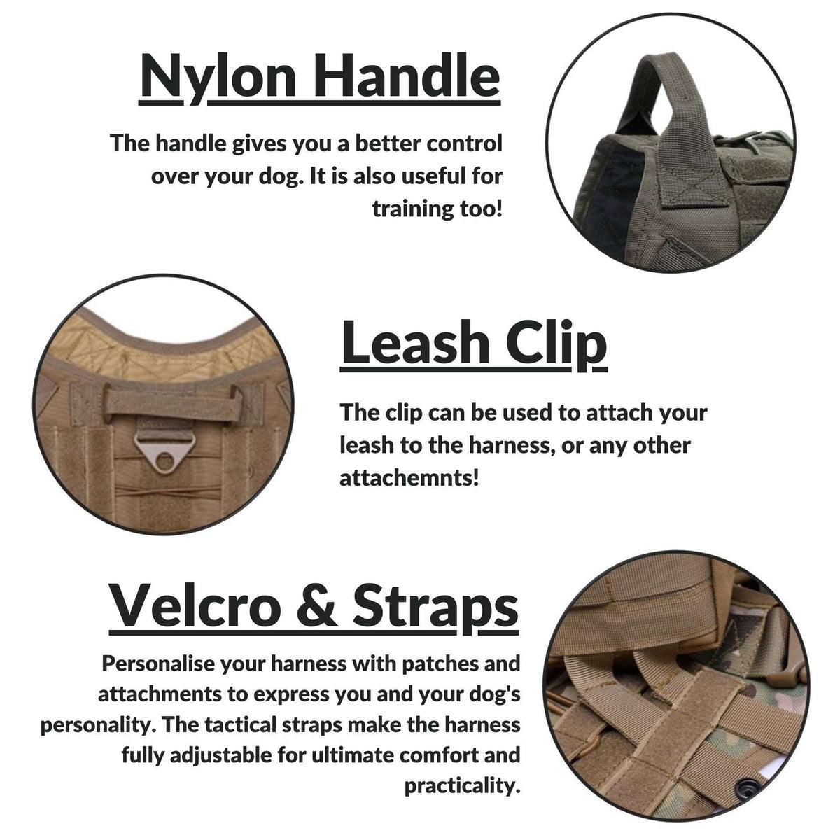 Tactical No Pull Dog Harness - Waggy Tails